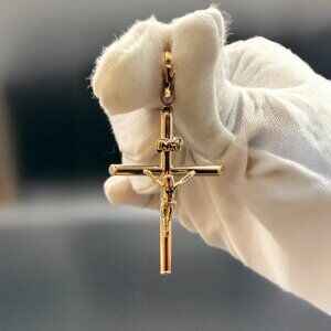 14K Yellow Gold Religious Crucifix Pendant